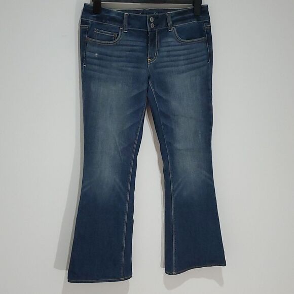 𝅺american Eagle dark wash 33x29" size 8 stretch artist jeans - Picture 1 of 8